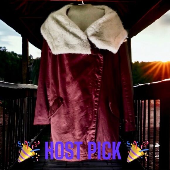 PacSun LA Hearts Coat Red Shawl Collar Size M Tech Preppy Western 🎉 Host Pick 🎉 - Picture 3 of 16